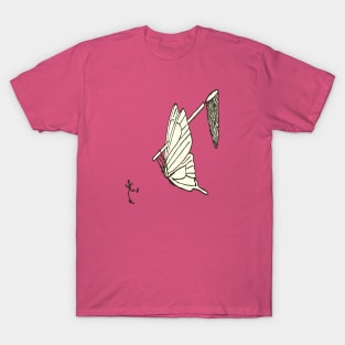 Cartoon Of A Butterfly Catching A Human T-Shirt